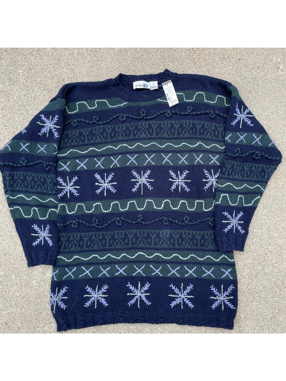 Vintage 90s Paul Harris Snowflake Knit Sweater NWT Deadstock Cozy Womens M